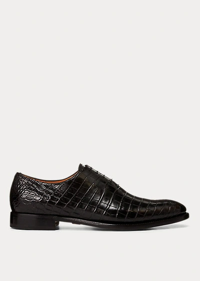 Polo Ralph Lauren Darby Crocodile Shoe In Black