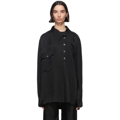 Ann Demeulemeester Asymmetric Longline Shirt In 099 Black