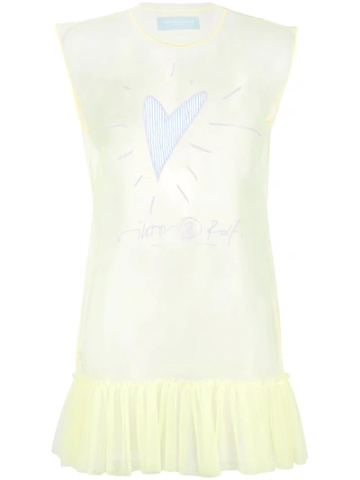 Viktor & Rolf Sheer Heart Embroidered T-shirt In Yellow