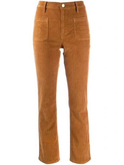 Frame Le Cord Bardot Cropped Cotton-blend Corduroy Slim-leg Trousers In Brown