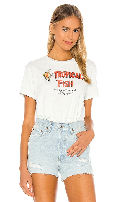 Re/done 70s Loose Tropical Fish T-shirt In Pale Blue