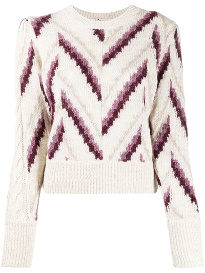 Isabel Marant Étoile Glenny Chevron Stripe Wool, Alpaca & Linen-blend Sweater In Pink