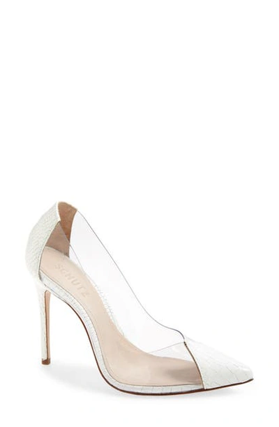 Schutz Cendi Transparent Pointed Toe Pump In Transparent/ White