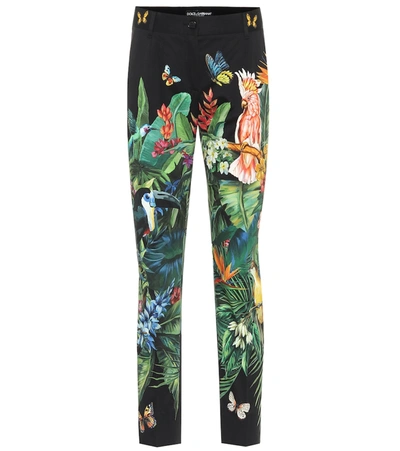 Dolce & Gabbana Printed Stretch-cotton Pants In Black