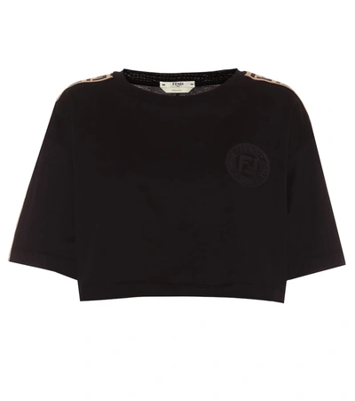 Fendi Cotton-jersey Crop Top In Black