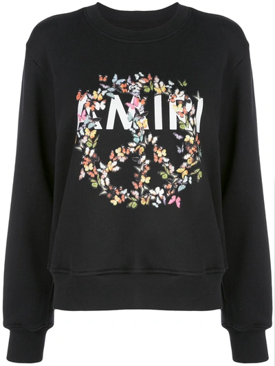 Amiri Floral Peace Print Sweatshirt In Black
