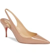 Christian Louboutin Clare Pointed Toe Slingback Pump In Nude Patent