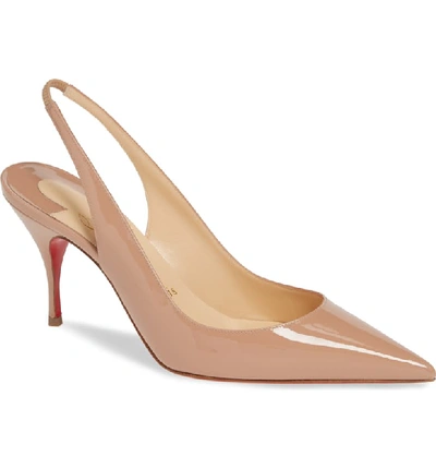 Christian Louboutin Clare Pointed Toe Slingback Pump In Nude Patent