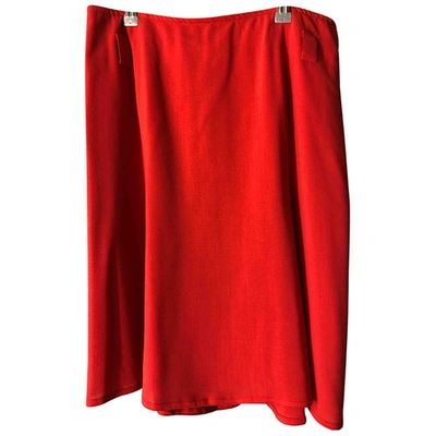 Pre-owned Emporio Armani Silk Mid-length Skirt In Red