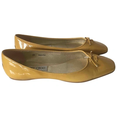 Pre-owned Jimmy Choo Patent Leather Ballet Flats In Beige