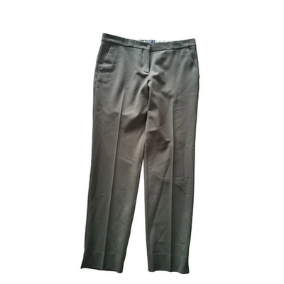 Pre-owned Etro Wool Straight Trousers In Khaki