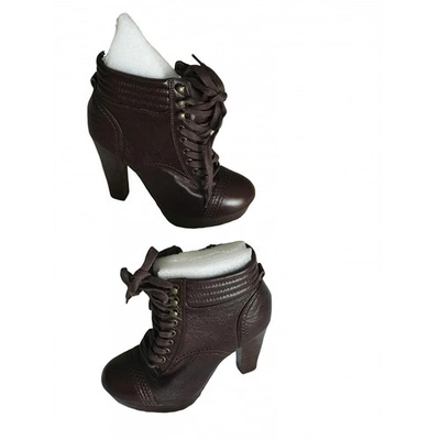 Pre-owned Dkny Brown Leather Ankle Boots