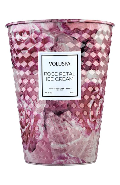 Voluspa Roses Two-wick Tin Table Candle, 26 oz In Rose Petal Ice Cream