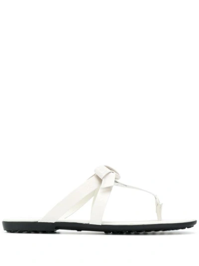 Tod's Leather Thong Sandals In White
