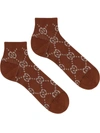 Gucci Gg Embroidered Socks In Brown