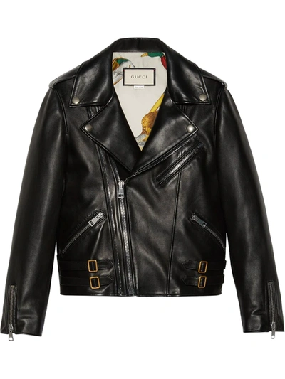 Gucci Plongé Leather Biker Jacket In Black