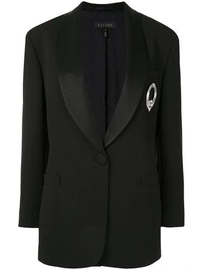 Escada Embellished Brooch Blazer In Black