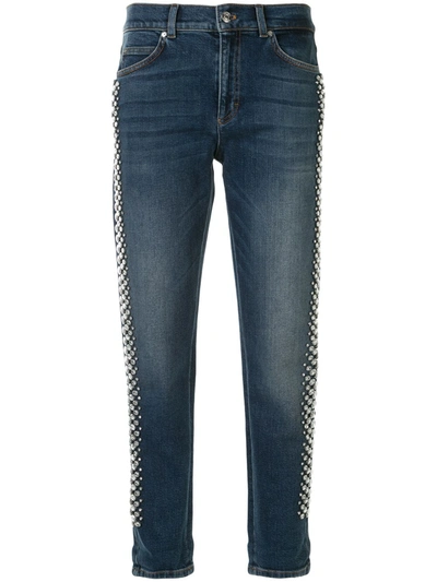 Escada Mid Rise Cropped Jeans In Blue