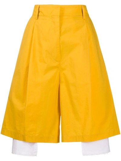 Maison Flaneur Layered Knee-length Shorts In Yellow