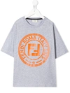 Fendi Teen Logo-print T-shirt In Grey