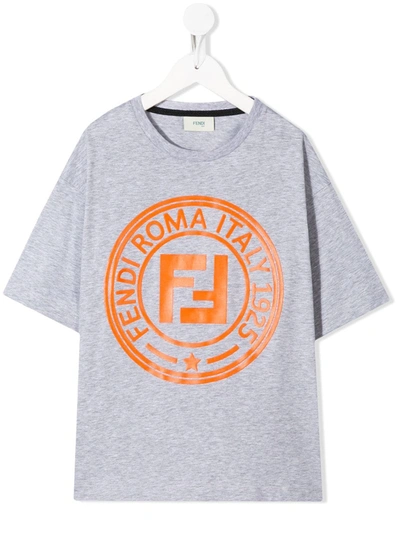 Fendi Teen Logo-print T-shirt In Grey