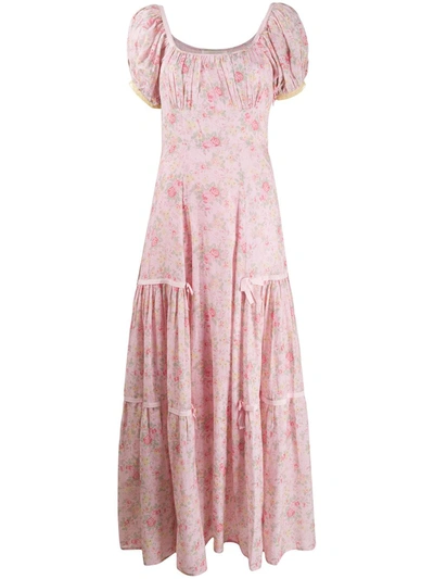 Loveshackfancy Jessie Floral-print Dress In Pink