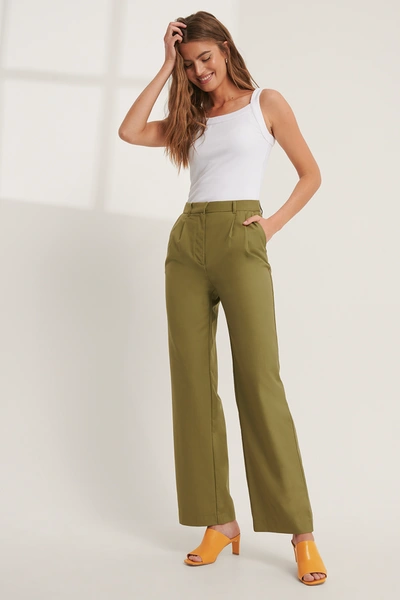 Mathilde Gøhler X Na-kd Pleat Detail Suit Pants - Green In Olive Green |  ModeSens