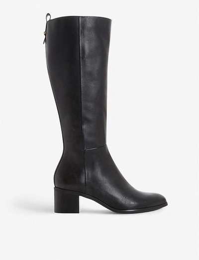 Dune Trilly Knee-high Leather Boots In Black-leather