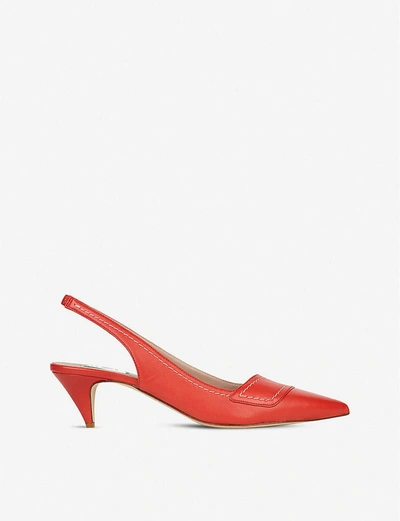 Lk Bennett Hiedi Pointed-toe Leather Courts In Red-red