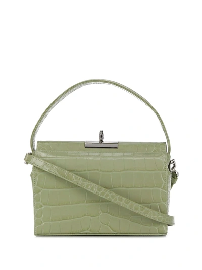 Gu_de Crocodile Embossed Box Tote In Green