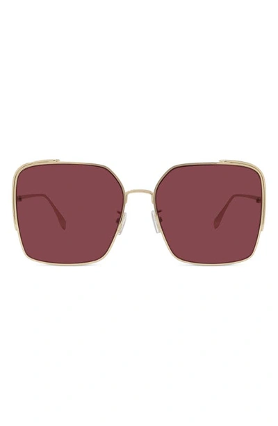Fendi Fe40038u 10s Oversized Square Sunglasses In Bordeaux