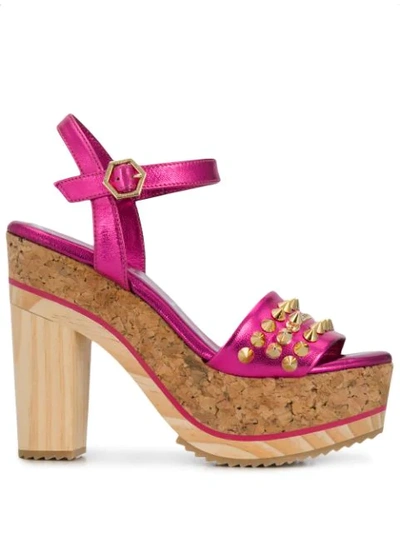 Philipp Plein Spike-studded Platform Sandals In Pink