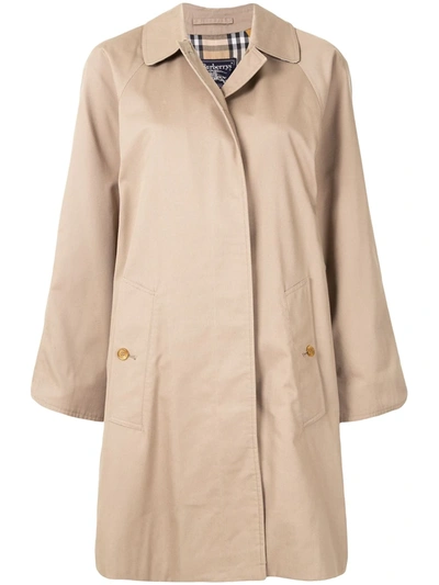 Pre-owned Burberry 1990s Concealed Fastening Straight-fit Coat In Neutrals