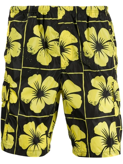 Palm Angels Badeshorts Mit Blumen-print In Black