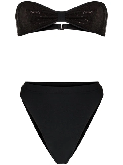 Adriana Degreas Sequinned Bikini Set In Black