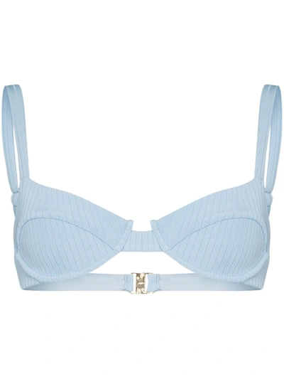 Juillet Izzy Ribbed Bikini Top In Blue