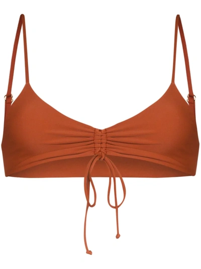 Juillet Emerson Ruched Bikini Top In Orange