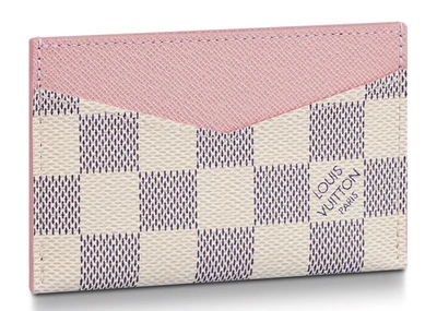 Pre-owned Louis Vuitton  Daily Card Holder Damier Azur Rose Ballerine