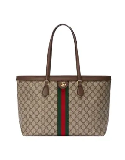 Gucci Ophidia Soft Gg Supreme Canvas Tote Bag With Web In Beige