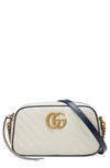 Gucci Small Gg 2.0 Matelasse Leather Camera Bag In Mystic White/ Blue Agata