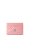 Gucci Gg Marmont Leather Card Holder In Wild Rose