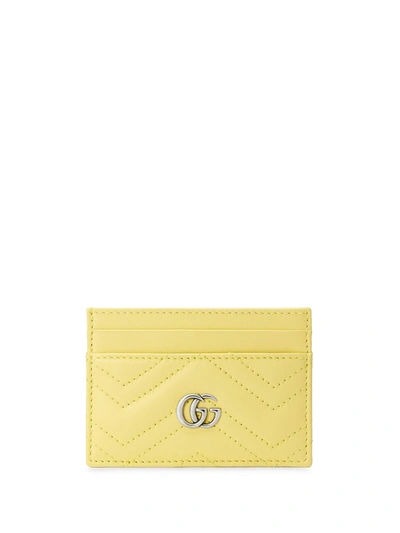 Gucci Gg Quilted Leather Card Case In Yellow