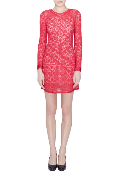 Pre-owned Marc By Marc Jacobs Strawberry Daiquiri Floral Lace Paneled Leila Dress S In Pink