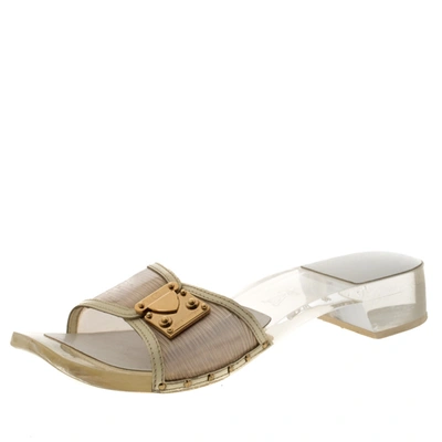 Pre-owned Louis Vuitton White/transparent Acrylic And Leather Trim Buckle Sandals Size 38.5