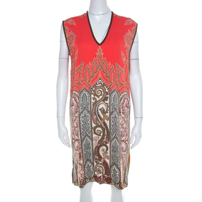 Pre-owned Etro Multicolor Paisley Printed Stretch Crepe Shift Dress M