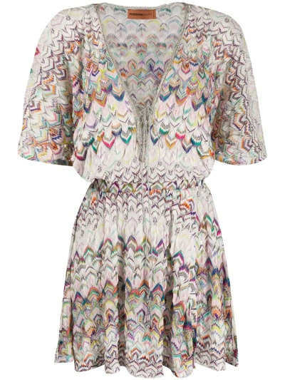 Missoni Chevron-knit Laced Playsuit In White