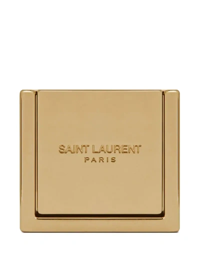 Saint Laurent Engraved-logo Phone Ring In Gold