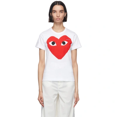 Comme Des Garçons Play Comme Des Garcons Play White And Red Double Large Hearts T-shirt