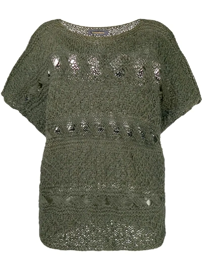 Pre-owned Issey Miyake 1980s Open Knit Top In Green