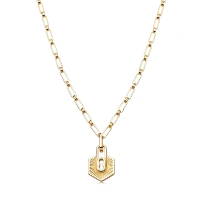 Missoma Textured Padlock Chain Necklace 18ct Gold Plated